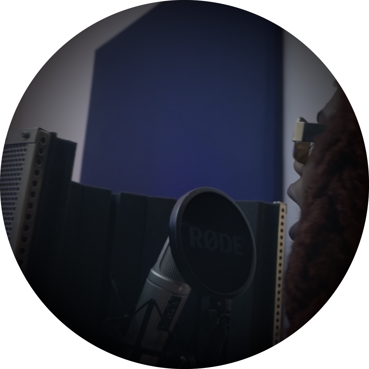 Artist recording in studio